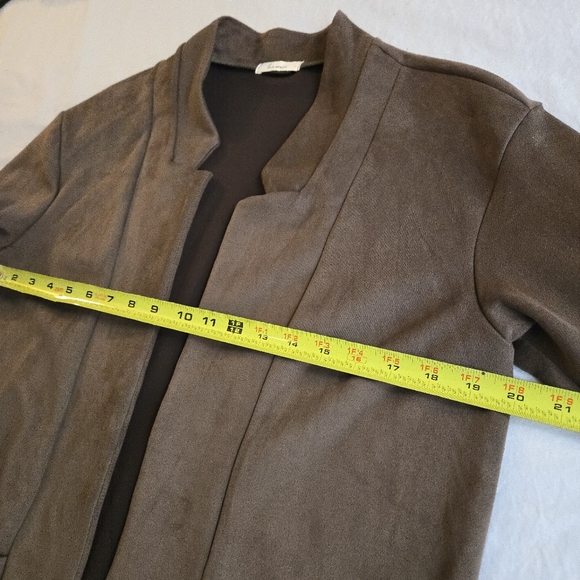 Les Amis Open Front Soft Touch Duster Cardigan Light Brown Fall Layering - Picture 6 of 11